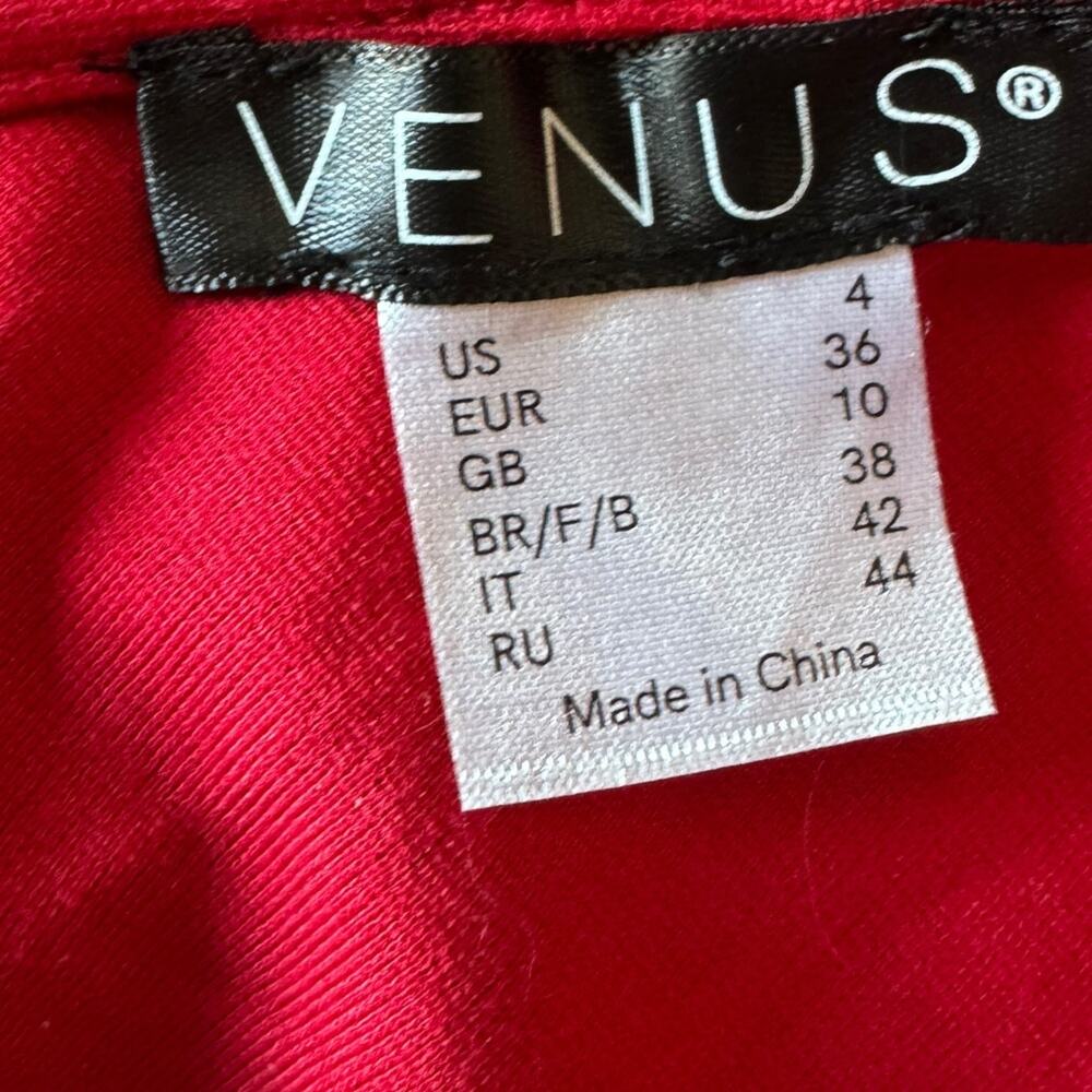 Venus Red Jumpsuit Womens Size 4 Ruffle Sleeve Wide Leg V Neck Formal Party NWT - Picture 8 of 12